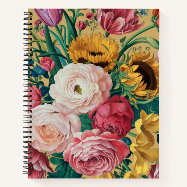 Farbenfrohe Blume Malerei Art Notizbuch (Vorderseite)