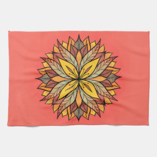 Farbenfrohe Blume Mandala Fun Abstrakt Kaleidoskop Geschirrtuch