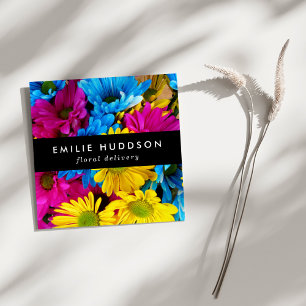 Farbenfrohe Blume, Milchprodukte, Floristik, Blume Quadratische Visitenkarte