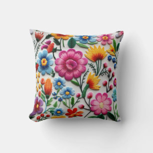 Farbenfrohe Blume mit mexikanischer Dekoration Kissen
