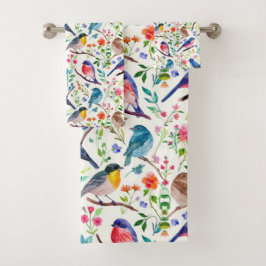 Farbenfrohe Blume Muster Badhandtuch Set