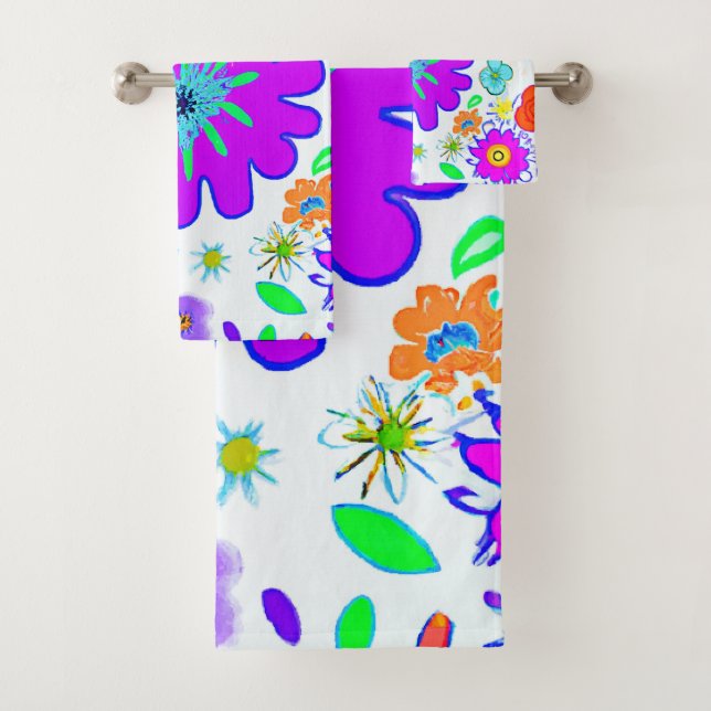 Farbenfrohe Blume Muster Badhandtuch Set (Insitu)