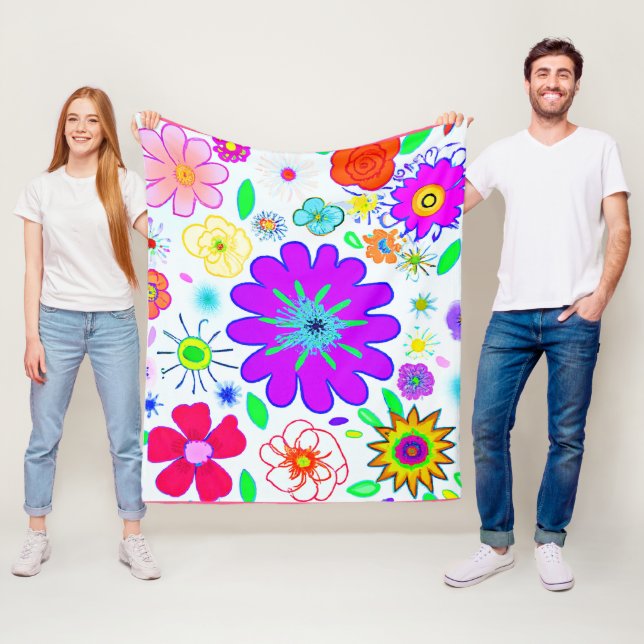 Farbenfrohe Blume Muster Fleecedecke (Beispiel)