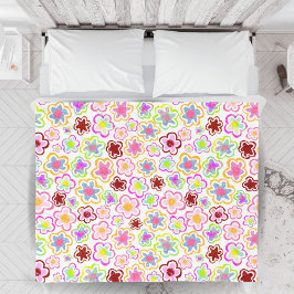 Farbenfrohe Blume Muster HandGezeichnet Sommer Flo Fleecedecke