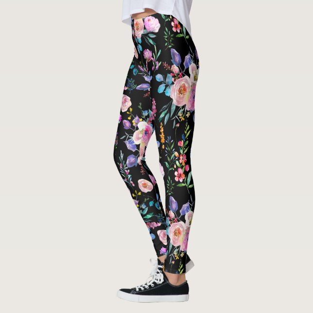 Farbenfrohe Blume Muster Leggings (Links)