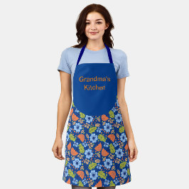Farbenfrohe Blume Muster Oma's Kitchen Schürze