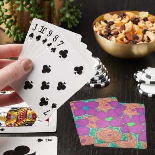 Farbenfrohe Blume Muster Tropische Kunst Spielkarten