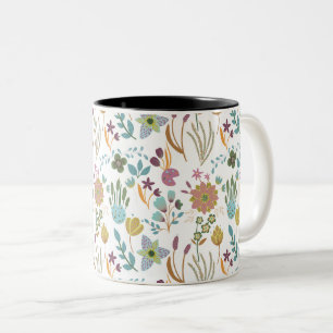 Farbenfrohe Blume Muster Zweifarbige Tasse