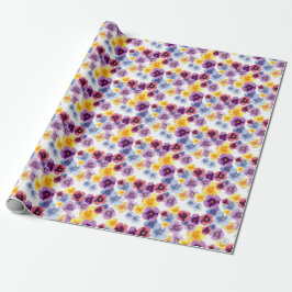 Farbenfrohe Blume Pansy Muster Elegantes Boho Flor Geschenkpapier