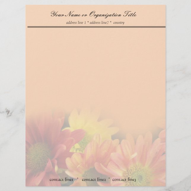 farbenfrohe Blume, rot, gelb, orange Briefbogen (Vorderseite)