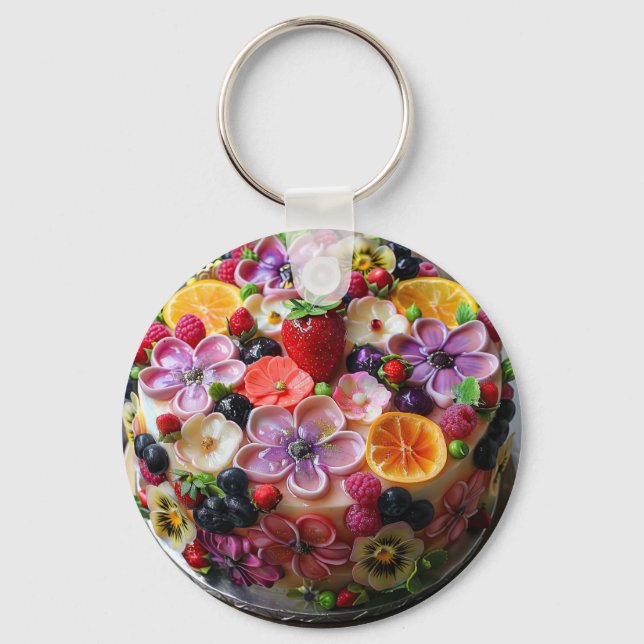 Farbenfrohe Blume Schlüsselanhänger (Vorderseite)