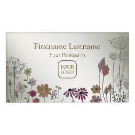 Farbenfrohe Blume Schmetterlinge Natur Rustikal Namenschild