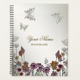 Farbenfrohe Blume Schmetterlinge Natur Rustikal Planer