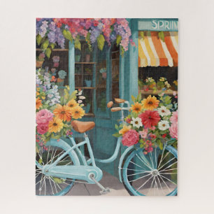 Farbenfrohe Blume Shop mit Bike Puzzle
