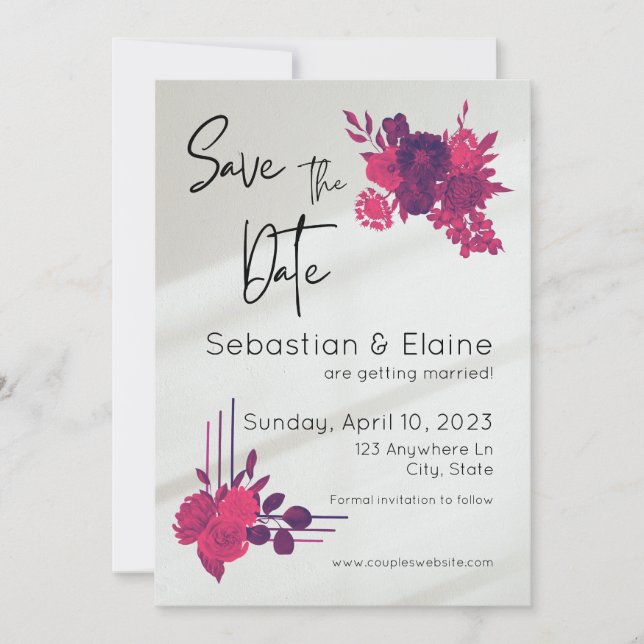 Farbenfrohe Blume & Sonnenlicht Hochzeit Save The Date (Vorderseite)