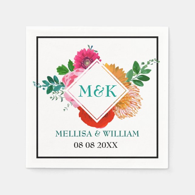 Farbenfrohe Blume Trendy Wedding Design Serviette (Vorderseite)