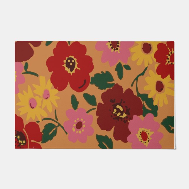 Farbenfrohe Blume Türmatte, florale Begrüßung Türm Fußmatte (Vorderseite)