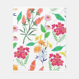 Farbenfrohe Blume und Blätter Fleecedecke