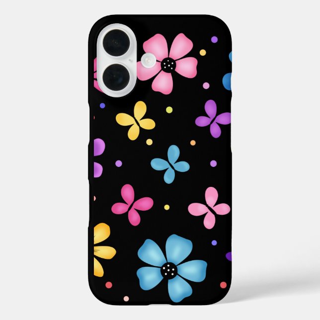 Farbenfrohe Blume und Schmetterlinge Case-Mate iPhone Hülle (Rückseite)