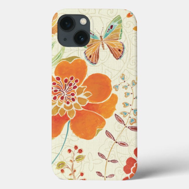 Farbenfrohe Blume und Schmetterlinge Case-Mate iPhone Hülle (Rückseite)