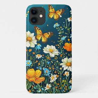 Farbenfrohe Blume und Schmetterlinge Frühlingsblüt Case-Mate iPhone Hülle
