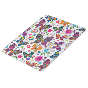 Farbenfrohe Blume und Schmetterlinge Muster iPad Hülle