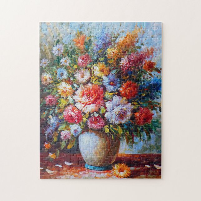 Farbenfrohe Blume Vase Malerei Puzzle (Vertikal)
