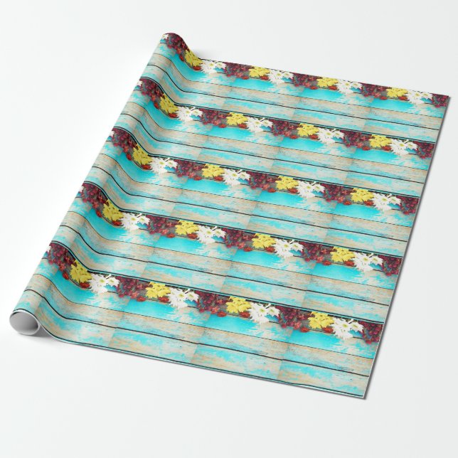 Farbenfrohe Blume, Vintager Holzrahmen. Geschenkpapier (Ungerollt)