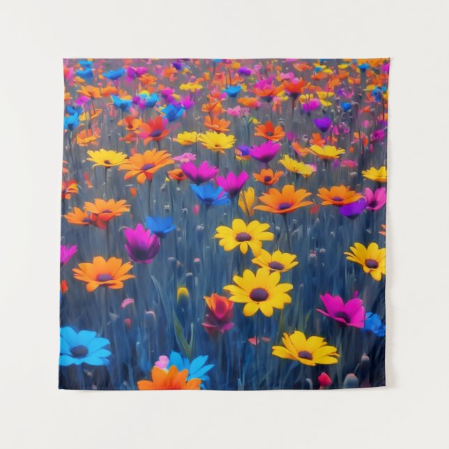 Farbenfrohe Blume Wandteppich (Vorderseite)