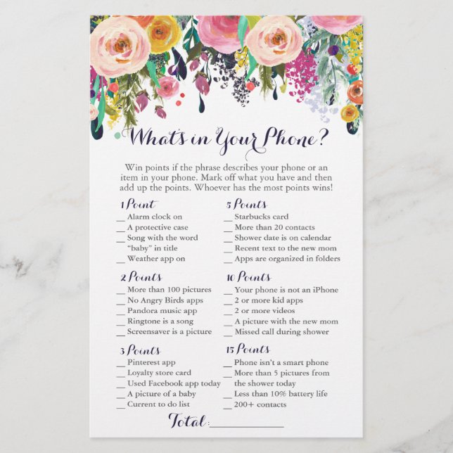 Farbenfrohe Blume Was ist in deinem Handyspiel, Bl (Vorderseite)