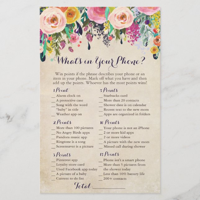 Farbenfrohe Blume Was ist in deinem Handyspiel, Vi (Vorderseite)