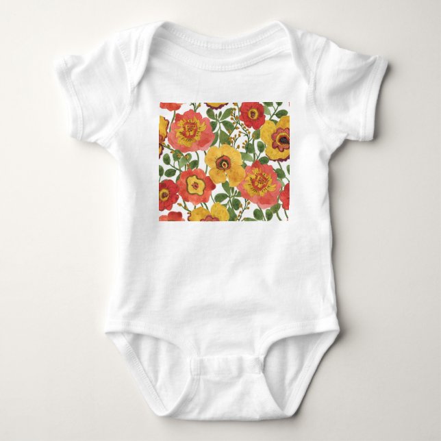 Farbenfrohe Blume: Wasserfarbenmuster im Sommer. Baby Strampler (Vorderseite)