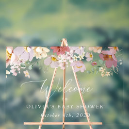 Farbenfrohe Blume, Wildblumen, Babydusche Willkomm Acrylschild