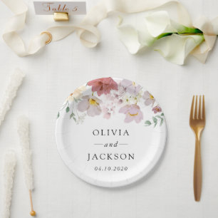 Farbenfrohe Blume, Wildblumen, Boho, Hochzeit Pappteller