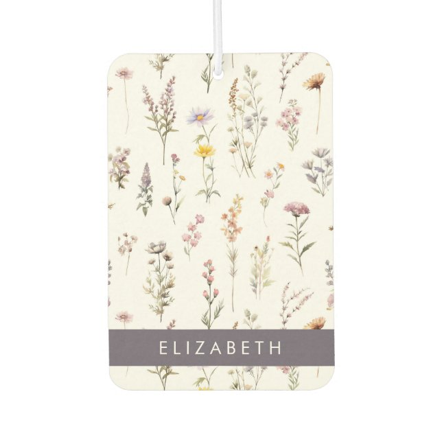 Farbenfrohe Blume, Wildblumen, Grünpflanzen, Ihr N Autolufterfrischer (Vorderseite)