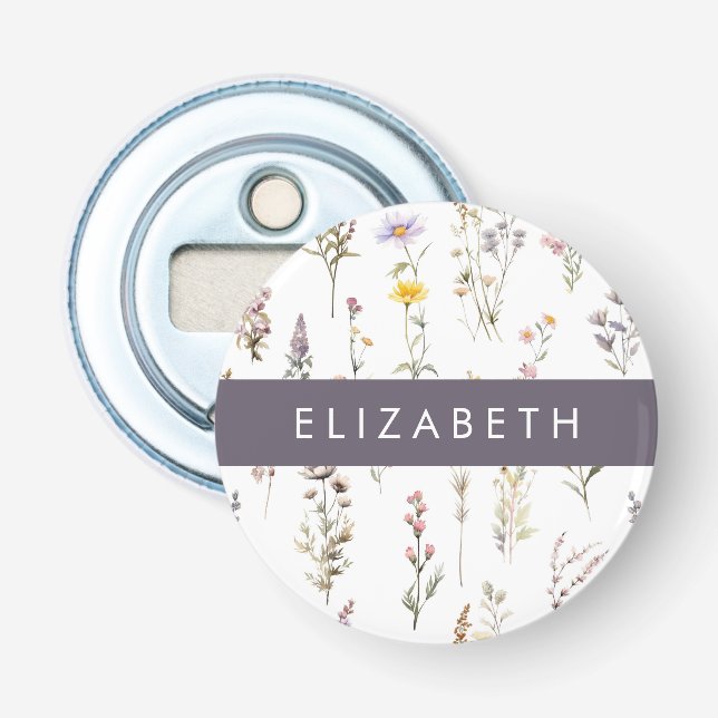 Farbenfrohe Blume, Wildblumen, Grünpflanzen, Ihr N Flaschenöffner (Vorderseite)