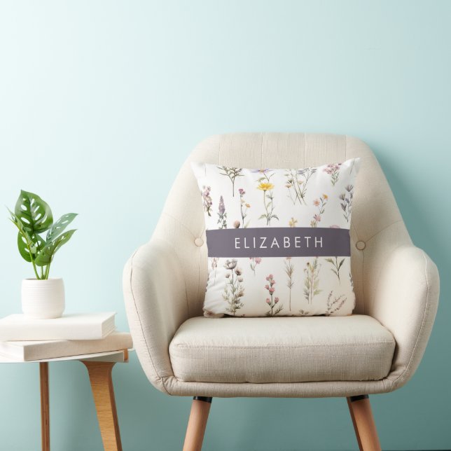 Farbenfrohe Blume, Wildblumen, Grünpflanzen, Ihr N Kissen (Stuhl )