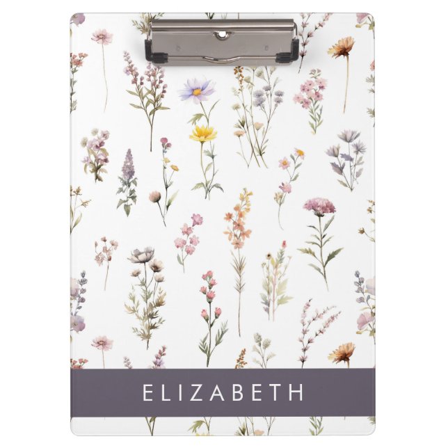 Farbenfrohe Blume, Wildblumen, Grünpflanzen, Ihr N Klemmbrett (Vorderseite)