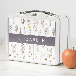 Farbenfrohe Blume, Wildblumen, Grünpflanzen, Ihr N Metall Brotdose