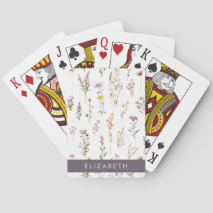 Farbenfrohe Blume, Wildblumen, Grünpflanzen, Ihr N Spielkarten