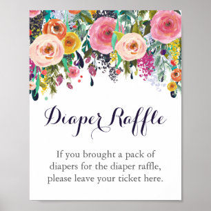 Farbenfrohe Blume Windeln Raffle Schild für Babydu