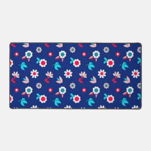 Farbenfrohe Blumen auf dunkelblauem Hintergrund Schreibtischunterlage