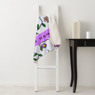 Farbenfrohe Blumen, blauer Hintergrund, Lila Sherpadecke