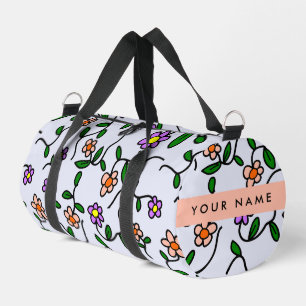 Farbenfrohe Blumen, blauer Hintergrund, Orange Duffle Bag