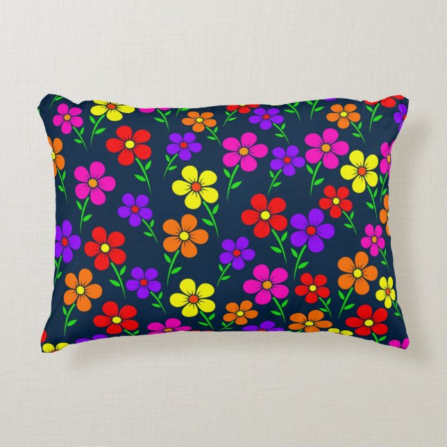 Farbenfrohe Blumen Blumenmuster Dekokissen (Vorderseite)