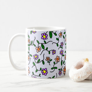 Farbenfrohe Blumen, Blumenmuster, Grünpflanzen, Bo Kaffeetasse