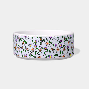 Farbenfrohe Blumen, Blumenmuster, Grünpflanzen, Bo Napf