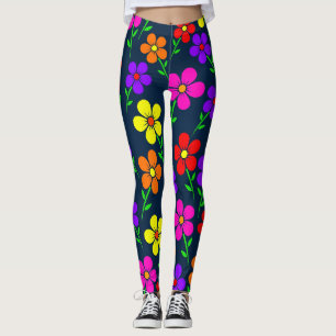 Farbenfrohe Blumen Blumenmuster Leggings