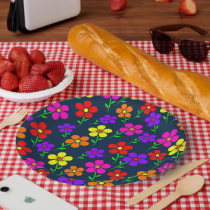 Farbenfrohe Blumen Blumenmuster Pappteller