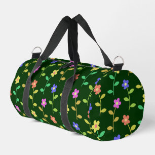 Farbenfrohe Blumen, florales Muster, Grünpflanzen, Duffle Bag
